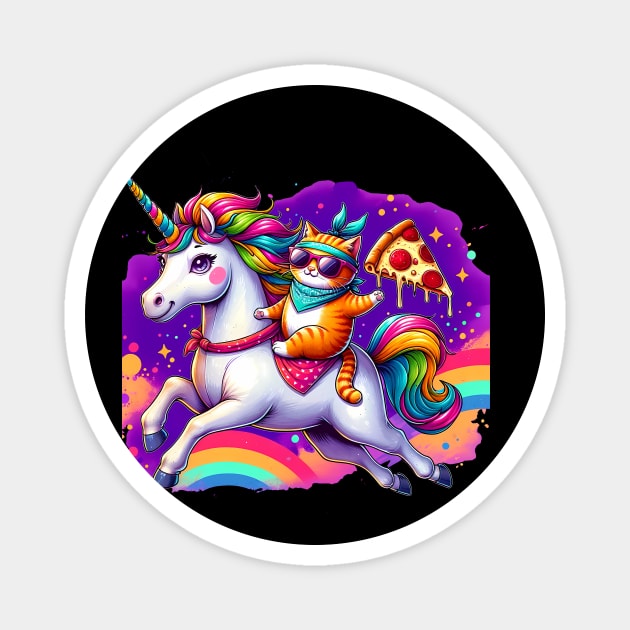 Pizza Unicorn and Cat Lover, Love Eating Pizza Magnet by logiamerch